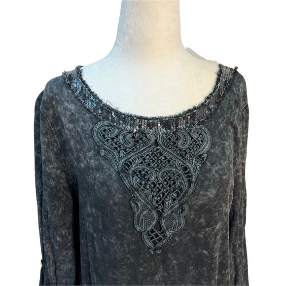 𝅺papa Vancouver Grey Tunic Top T-Shirt Sequin Hems Size S - Picture 2 of 11